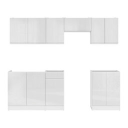 Heze Furniture Summer 7 Unit Handleless Kitchen Cabinets Set 240Cm In White Gloss - thumbnail 4