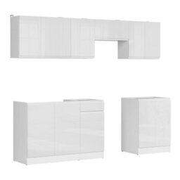 Heze Furniture Summer 7 Unit Handleless Kitchen Cabinets Set 240Cm In White Gloss - thumbnail 5