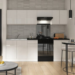 Heze Furniture Summer 7 Unit Handleless Kitchen Cabinets Set 240Cm In White Gloss - thumbnail 2
