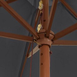 Walplus Garden Parasol With Wooden Pole Black 299X240 Cm - thumbnail 6