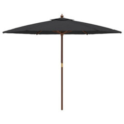 Walplus Garden Parasol With Wooden Pole Black 299X240 Cm - thumbnail 4