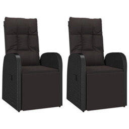 Berkfield 3 Piece Garden Lounge Set Black Poly Rattan&steel - thumbnail 4