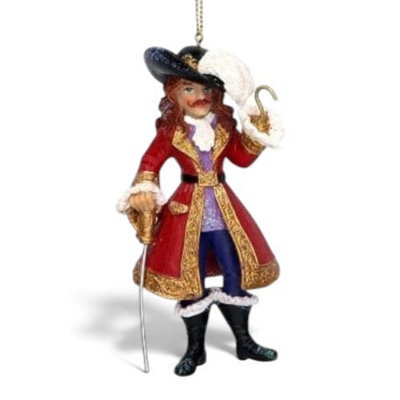 Gisela Graham Christmas Captain Hook Resin Hanging Christmas Tree Decoration, 11.5 X 5.5 Cm, Gold Twine Hanger