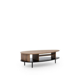 Arte Modern Vasina 04 Coffee Table - Chic Oak Castello & Black Matt With Sleek Metal Legs - W1190mm X H370mm X D630mm - thumbnail 1