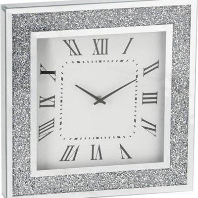 Biznest Crashed Jewel Luxury Wall Clock Diamante Glass Large Wall Clock Home Living Room Decoration 35Cm X 35Cm