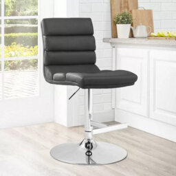 Xample Bayside Furnishings Grey Bonded Leather Bar Stool - Gas Lift, Foam Cushion, Chrome Base, Adjustable Seat 67-88Cm - thumbnail 3