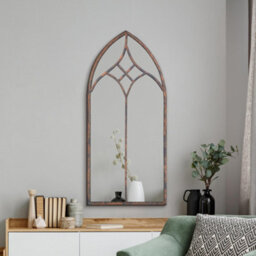 Mirroroutlet The Kirkby Rustic Framed Arched Gothic Window Style Leaner Wall Mirror 100Cm X 49Cm - thumbnail 1