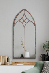 Mirroroutlet The Kirkby Rustic Framed Arched Gothic Window Style Leaner Wall Mirror 100Cm X 49Cm - thumbnail 3