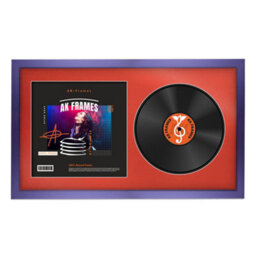 "30X17"" Purple Sleek Vinyl Record Frame With Poppy Red Mount For 12 Inch Lp Album Cover & Disc - Ak Frames"