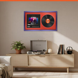 "30X17"" Purple Sleek Vinyl Record Frame With Poppy Red Mount For 12 Inch Lp Album Cover & Disc - Ak Frames" - thumbnail 8