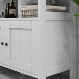 Kleankin Bathroom Pedestal Under Sink Cabinet With Storage Shelves, Door, White - thumbnail 9