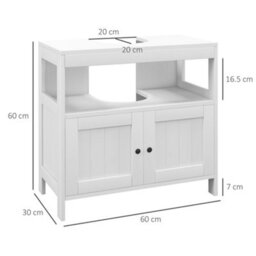 Kleankin Bathroom Pedestal Under Sink Cabinet With Storage Shelves, Door, White - thumbnail 3