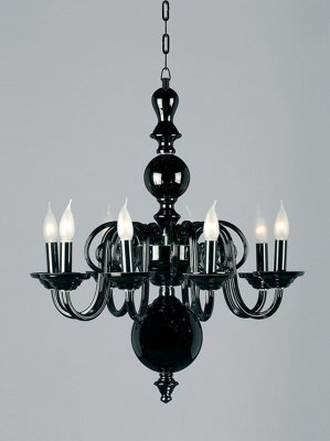 Luminosa Lighting Luminosa Salas Glass Black 8 Arm Chandelier
