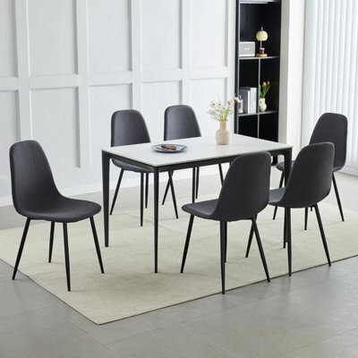MCC Direct Set Of 6 Teddy Faux Fur Stitched Design Dining Chairs Dark Grey Bella By Mcc - image 1