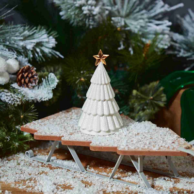 Annibells White Ceramic Christmas Tree Ornament With Gold Star
