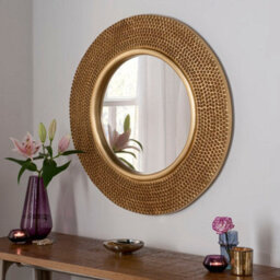 Yearn Industrial Bobble Round Gold Mirror 79Cm