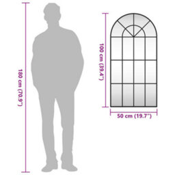 Vidaxl Wall Mirror Black 50X100 Cm Arch Iron - thumbnail 8