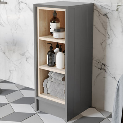 Affine Freestanding Open Shelf Unit Storage Cabinet Grey Bathroom Furniture 300mm - image 1