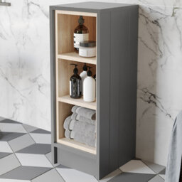 Aveli Freestanding Open Shelf Unit Storage Cabinet Grey Bathroom Furniture 300mm