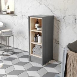 Affine Freestanding Open Shelf Unit Storage Cabinet Grey Bathroom Furniture 300mm - thumbnail 2