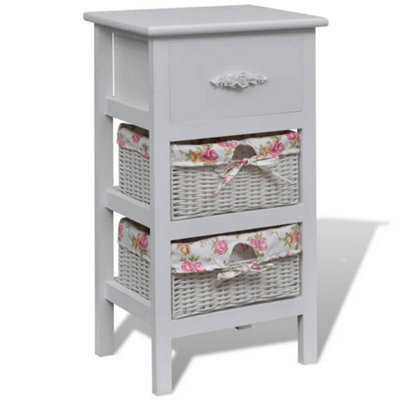 Berkfield Cabinet With 1 Drawer And 2 Baskets White Paulownia Wood - image 1