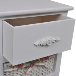 Berkfield Cabinet With 1 Drawer And 2 Baskets White Paulownia Wood - thumbnail 4