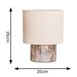 Valuelights Melanie Dark Marble Effect Table Lamp With Natural Linen Lamp Shade And Led Bulb - thumbnail 6