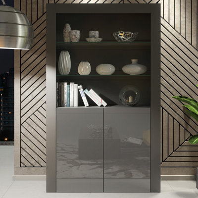 Creative Furniture Spectrum Display Cabinet 170Cm - Dark Grey With Gloss Doors - image 1