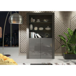Creative Furniture Spectrum Display Cabinet 170Cm - Dark Grey With Gloss Doors - thumbnail 2