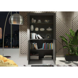 Creative Furniture Spectrum Display Cabinet 170Cm - Dark Grey With Gloss Doors - thumbnail 3