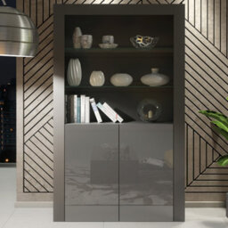 Creative Furniture Spectrum Display Cabinet 170Cm - Dark Grey With Gloss Doors - thumbnail 1