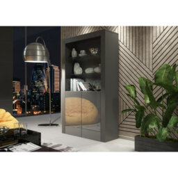 Creative Furniture Spectrum Display Cabinet 170Cm - Dark Grey With Gloss Doors - thumbnail 6