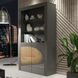 Creative Furniture Spectrum Display Cabinet 170Cm - Dark Grey With Gloss Doors - thumbnail 5