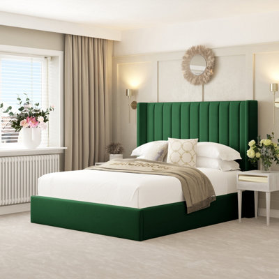"Bed Choices Madison Bed Frame With 54"" Headboard, Chelsea Mattress & Ottoman Storage - Single (Green)" - image 1