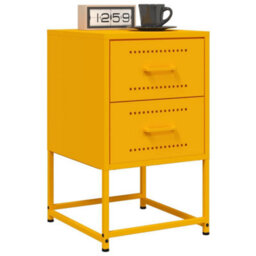 Berkfield Bedside Cabinet Mustard Yellow 36X39X60.5 Cm Steel - thumbnail 4