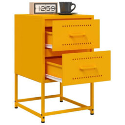 Berkfield Bedside Cabinet Mustard Yellow 36X39X60.5 Cm Steel - thumbnail 5