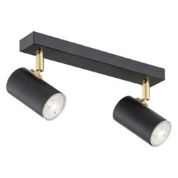 Luminosa Lighting Luminosa Lagos Twin Ceiling Spotlight Black Structure, Brass Elements