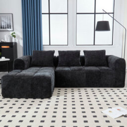 Matteo Oversized Cloud Modular L-Shaped Sofa In Black Chenille - thumbnail 8