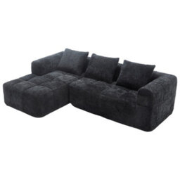 Matteo Oversized Cloud Modular L-Shaped Sofa In Black Chenille - thumbnail 9