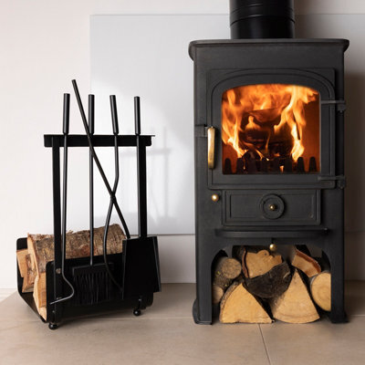 Charles Bentley Hazel Log Holder And Fireset Tool Stand Poker Tongs Brush Coal Shovel Tool Stand - image 1