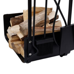 Charles Bentley Hazel Log Holder And Fireset Tool Stand Poker Tongs Brush Coal Shovel Tool Stand - thumbnail 6