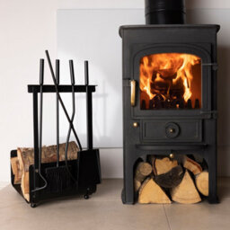 Charles Bentley Hazel Log Holder And Fireset Tool Stand Poker Tongs Brush Coal Shovel Tool Stand - thumbnail 1