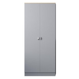 Fwstyle Matt Grey 2 Door Double Wardrobe Oak Effect Top - thumbnail 6