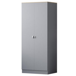 Fwstyle Matt Grey 2 Door Double Wardrobe Oak Effect Top - thumbnail 5