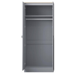 Fwstyle Matt Grey 2 Door Double Wardrobe Oak Effect Top - thumbnail 7
