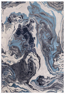Blue Modern Abstract Optical/ (3D) Easy To Clean Rug For Dining Room Bedroom Livingroom-80Cm X 150Cm - image 1