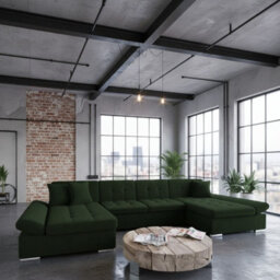 Alia Living Room Corner Sofa Bed With Polyurethane Foam Wave Spring Wooden Frame 360X160X75Cm Green