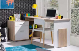 Arte White Matt & Sonoma Oak Corner Desk W110Cm X H76Cm X D168Cm - Compact Workstation With Storage - thumbnail 2