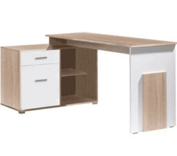Arte White Matt & Sonoma Oak Corner Desk W110Cm X H76Cm X D168Cm - Compact Workstation With Storage