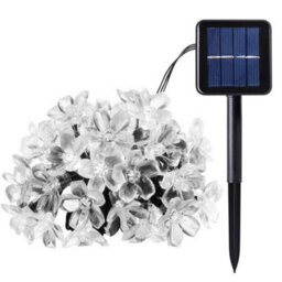 Cool White 7M 50Led Waterproof 50 Led Solar Fairy Flower String Lights Peach Light Garden Outdoor - thumbnail 1